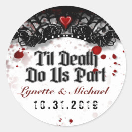 Halloween Til Dödsblodsspridare Bröllop-etikett Runt Klistermärke