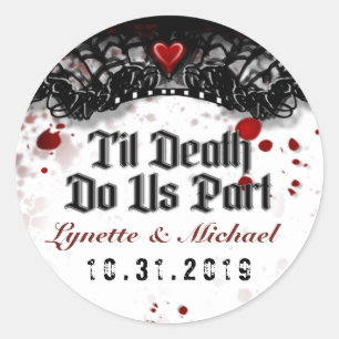 Halloween Til Dödsblodsspridare Bröllop-etikett Runt Klistermärke