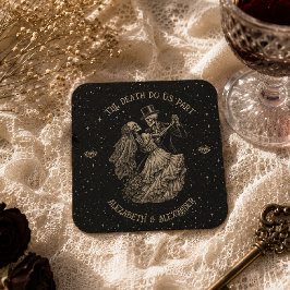 Halloween Till Death Do Us Part Gotisk Svart Underlägg Papper Kvadrat