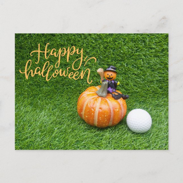 Halloween till golfspelare med golfboll vykort (Framsida)