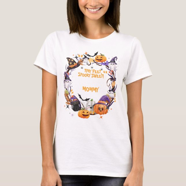 Halloween Tiny Feet, Spooky Sweet Baby Shower PAPP T Shirt (Framsida)