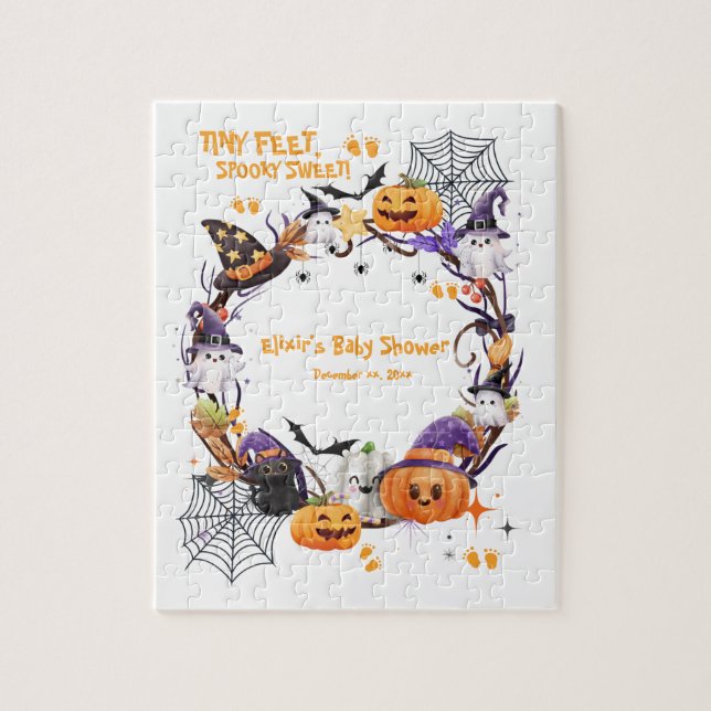 Halloween Tiny Feet, Spooky Sweet Baby Shower Pussel (Vertikal)