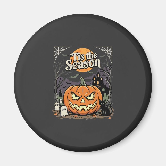 Halloween Tis the Season Pumpa Katt Design_1 Magnet (Framsidan)