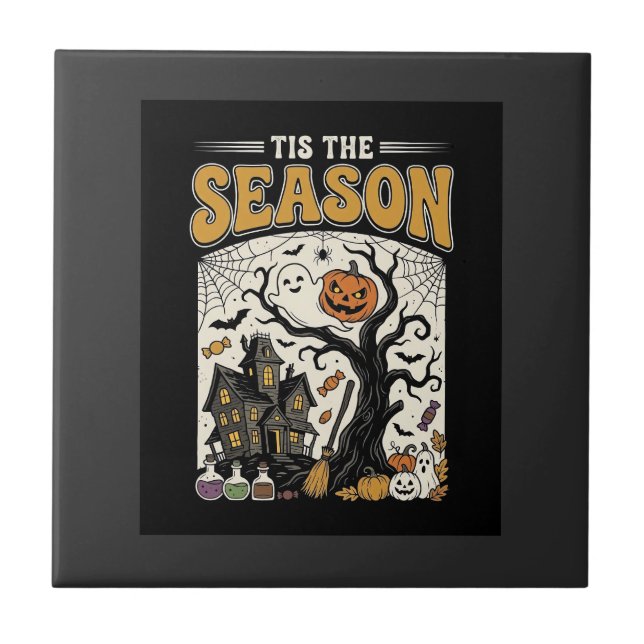 Halloween Tis The Season Spökhus Design_1 Kakelplatta (Framsidan)