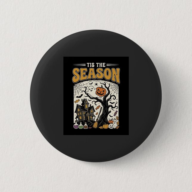 Halloween Tis The Season Spökhus Design_1 Knapp (Framsida)