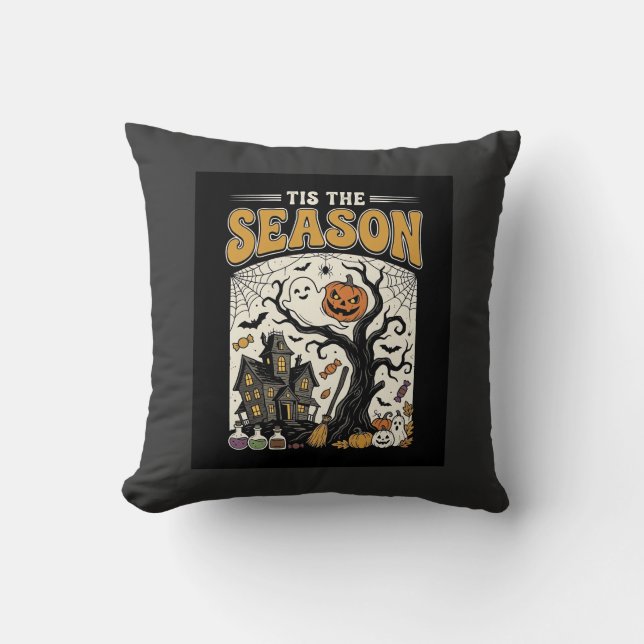 Halloween Tis The Season Spökhus Design_1 Kudde (Framsida)
