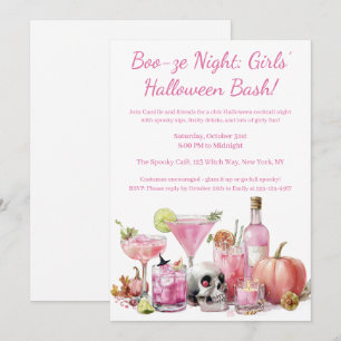 Halloween Tjejernas Natt Ut Rosa Cocktailfest Inbjudningar
