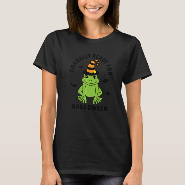 Halloween Toad Frog Graphic Fladdermöss Witch Hat T Shirt (Framsida)