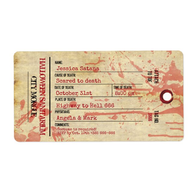 Halloween Toe Märkre Haunted Sanitarium Party Fraktsedel (Framsidan)