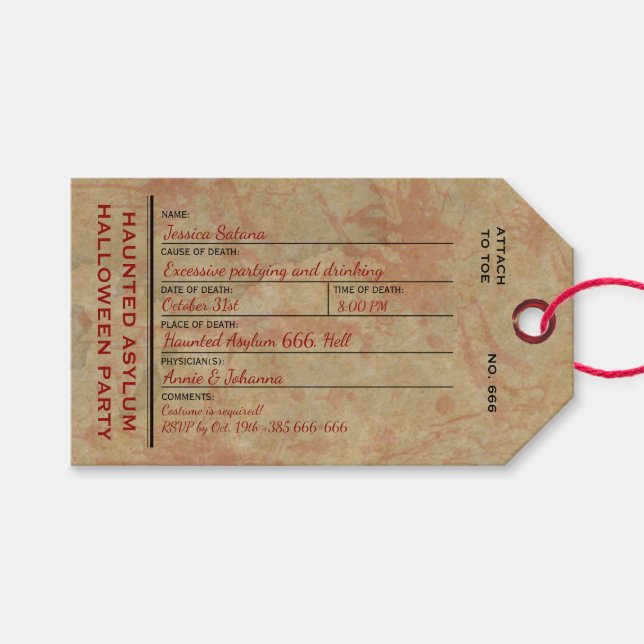 Halloween Toe-Märkrn hemsökte asyl Party Presentetikett (Framsidan (Horisontell))