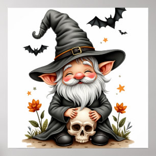 Halloween Tomte med Döskalle Poster