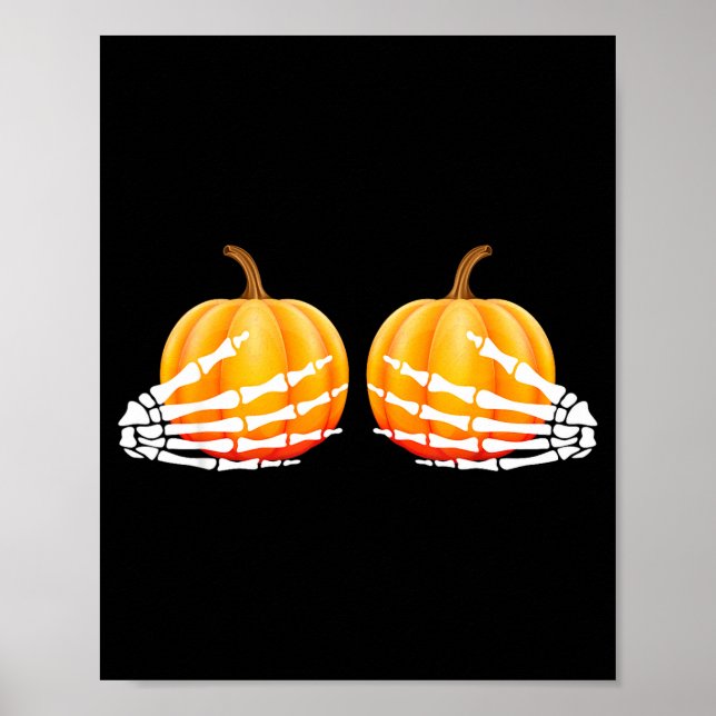 Halloween toobs pumpa händer skelett  poster (Framsidan)
