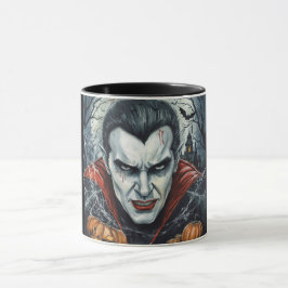 Halloween, törstig vampyr, pumpafält mugg
