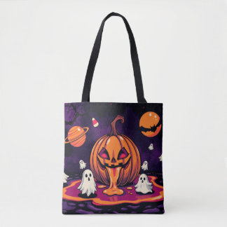 Halloween Tote Bag - Friendly Trick-or-Treat Bag Tygkasse