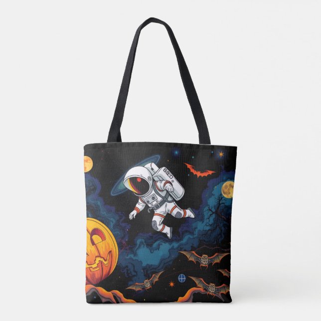 Halloween Tote Bag - Galaxy Trick-or-Treat Bag Tygkasse (Baksida)