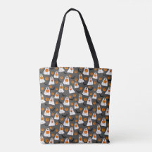 Halloween Tote Bag med Hund Spöken Pumpkins