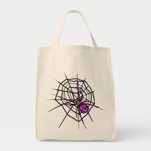 Halloween Tote Bag med Spider och Webben Tygkasse (Framsidan)