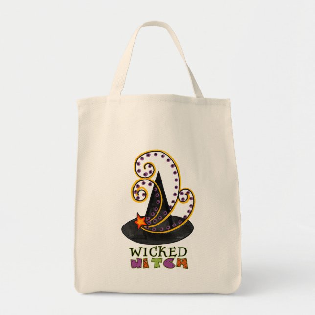 Halloween Tote Bag med Witches Hat Tygkasse (Framsidan)