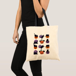 Halloween Tote Bag - Svarta katter och PumpkiTote  Tygkasse