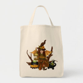 "Halloween Tote Bag with Woodland Fairy" Tygkasse