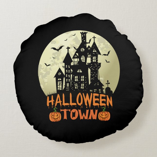 Halloween Town Rund Kudde (Baksidan)