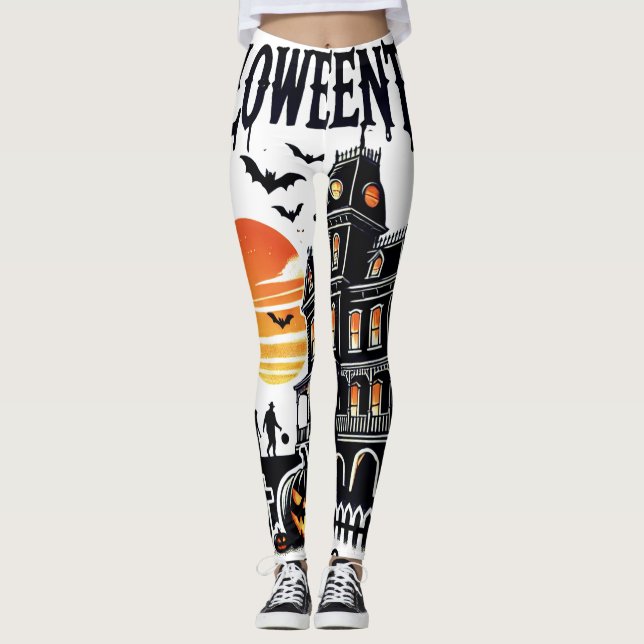 Halloween Town Spooky Scene Leggings (Framsida)