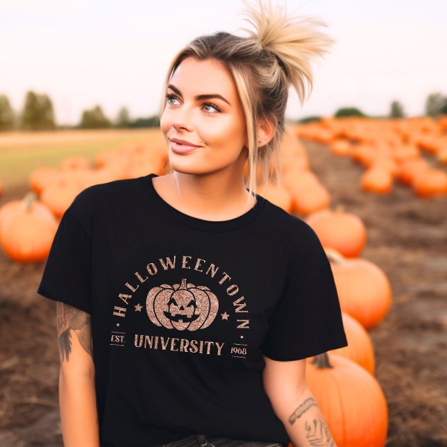 Halloween Town Universiteten College Guld Glitter T Shirt (Skapare uppladdad)