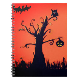 Halloween Träd Anteckningsbok Med Spiral