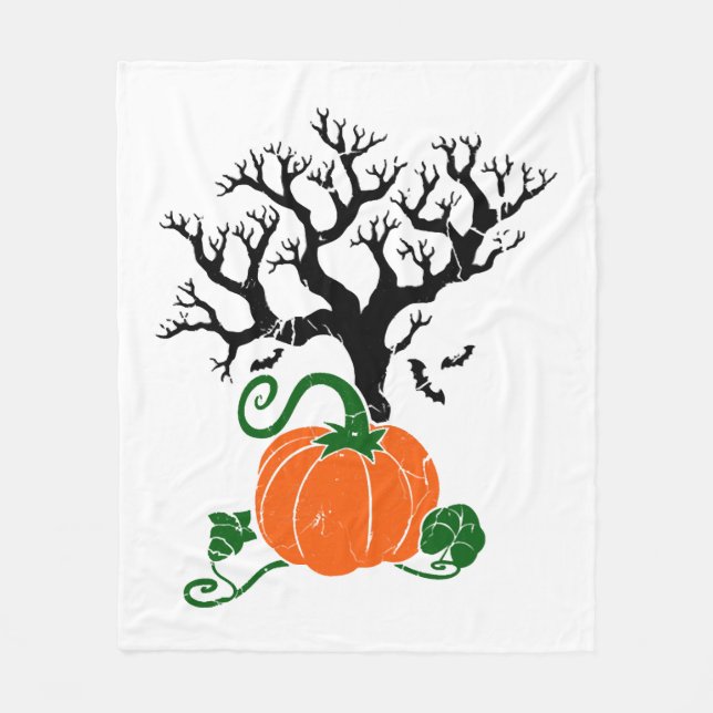 Halloween träd Fall Shirts Halloween Sweatshirt Fleecefilt (Framsidan)
