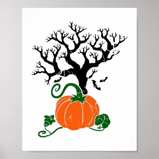 Halloween träd Fall Shirts Halloween Sweatshirt Poster (Framsidan)