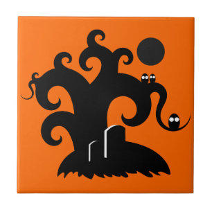 Halloween Träd Kakelplatta