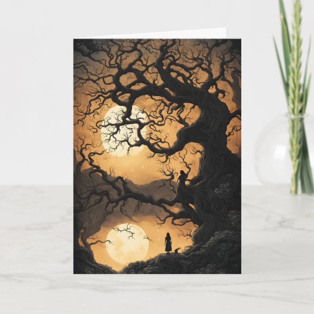 Halloween Träd Kort (Framsida)