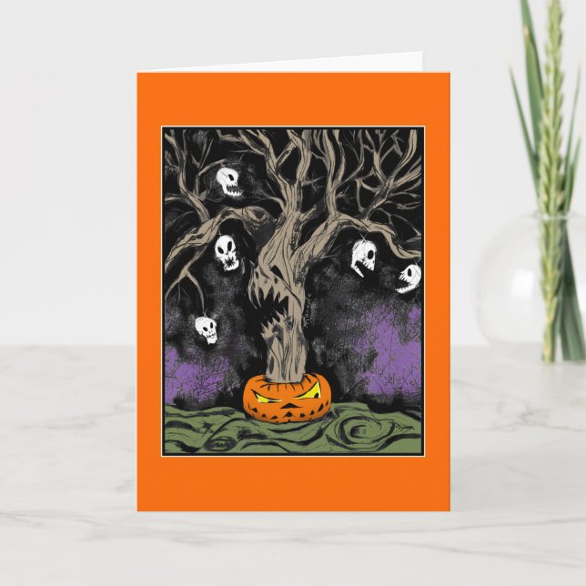 Halloween Träd Kort (Framsida)