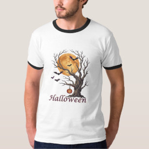 Halloween-träd och pumpa Jack-o'-Lantern T-shirt