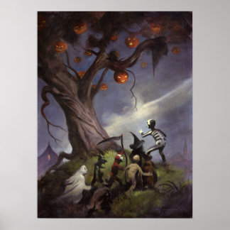 Halloween Träd Poster