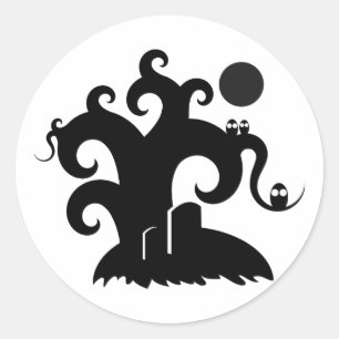 Halloween Träd Runt Klistermärke