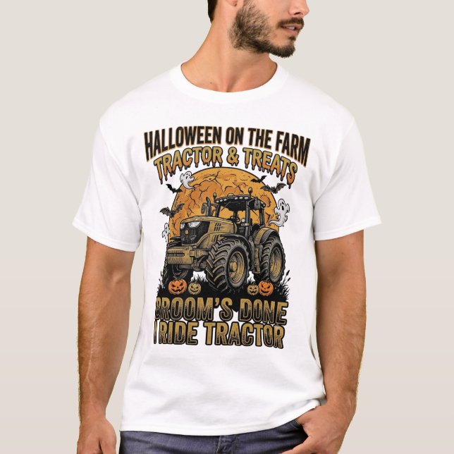 Halloween Traktor Tröja Rolig Gård Häxa Ride Desi (Framsida)