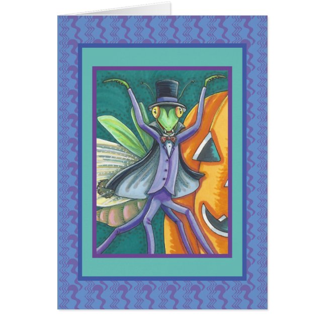HALLOWEEN TRANSYLVANIA PRAYING MANTIS VAMPIRE CARD HÄLSNINGSKORT (Framsidan)