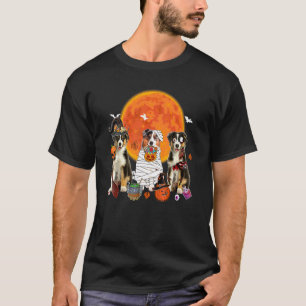 Halloween Tre Australiensiska Vallhundar Häxa Skrä T Shirt