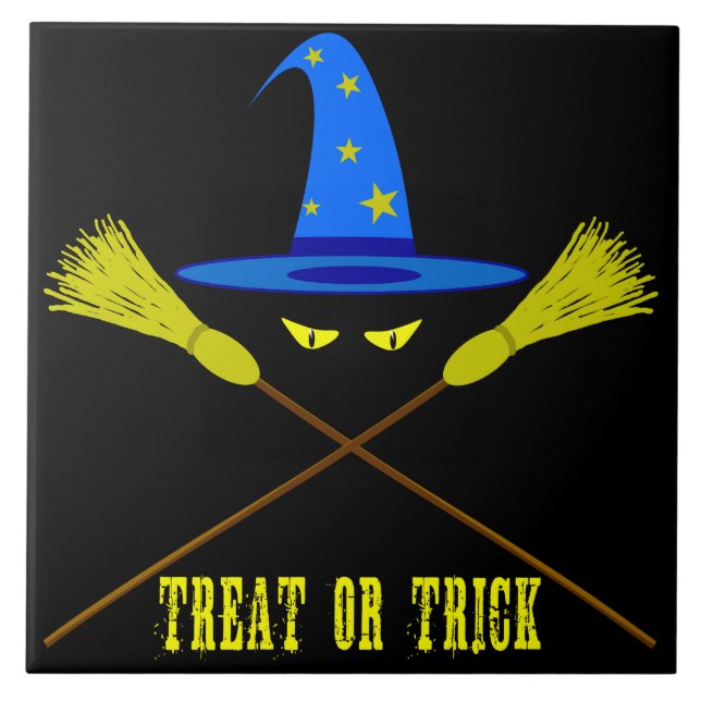 Halloween Treat eller Trick Black Kakelplatta (Framsidan)