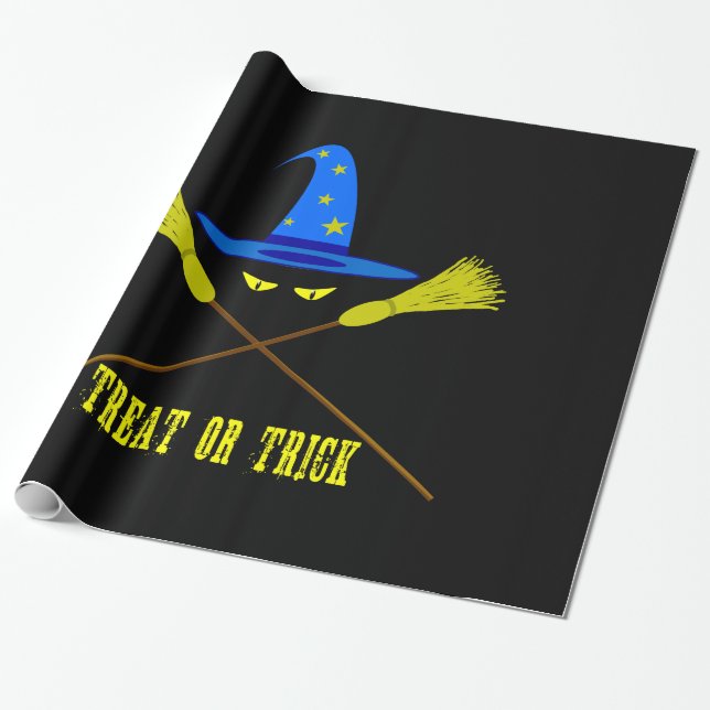 Halloween Treat eller Trick Black Presentpapper (Utrullad)