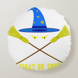 Halloween Treat eller Trick Black Rund Kudde