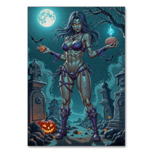 Halloween Treat eller Zombie Girlkompis w Brains Bordsnummer