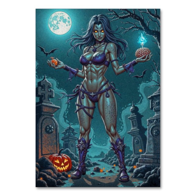 Halloween Treat eller Zombie Girlkompis w Brains Bordsnummer (Framsidan)