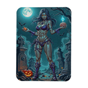 Halloween Treat eller Zombie Girlkompis w Brains Magnet