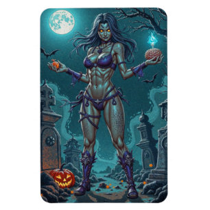 Halloween Treat eller Zombie Girlkompis w Brains Magnet