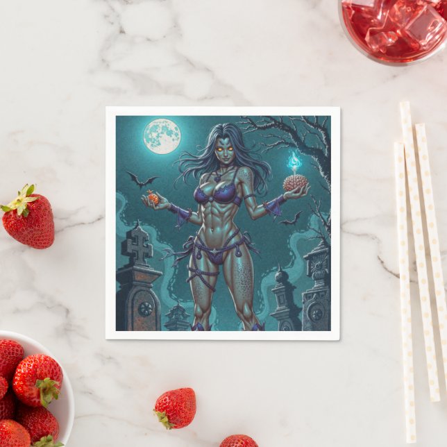 Halloween Treat eller Zombie Girlkompis w Brains Pappersservett (Insitu)