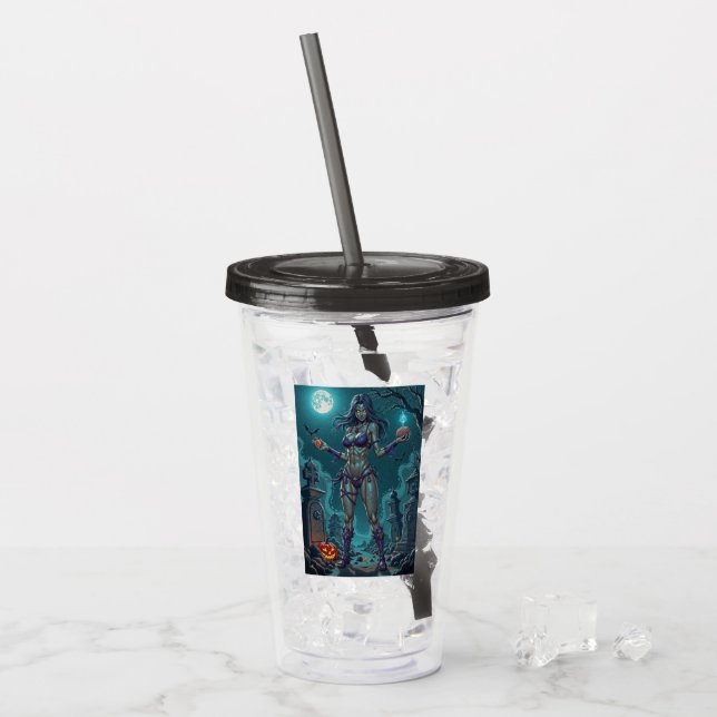 Halloween Treat eller Zombie Girlkompis w Brains Take Away Mugg (Framsida Ice)