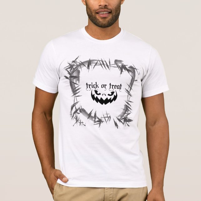 Halloween "Treat or Trick" monstermodern design T Shirt (Framsida)