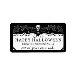 Halloween Treats-etikett - svart och vit skal Adressetikett